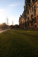 architecture, bright, building, dusk, England, eye level view, facade, grass, Oxford, The United Kingdom, vegetation, winter