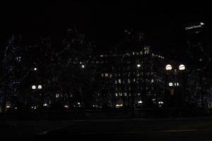 artificial lighting, city, city, city lights, England, eye level view, London, night, street, The United Kingdom, winter