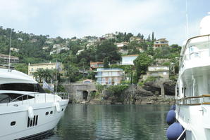 boat, Cannes, day, eye level view, France, hill, house, port, Provence Alpes Cote D