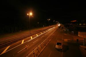 artificial lighting, car, elevated, England, evening, London, road, The United Kingdom