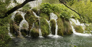 Croatia, day, diffuse, diffused light, eye level view, Karlovacka, lake, natural light, plant, shrub, summer, waterfall