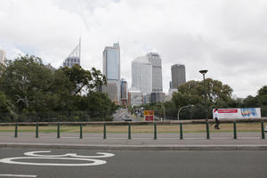 ambient light, Australia, bollard, cityscape, cloudy, day, diffuse, diffused light, eye level view, natural light, New South Wales, office, street, summer, Sydney