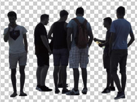 casual, caucasian, cutout, cutout groups, cutout people, day, diffuse, diffused light, eye level view, group, standing, summer, youngster