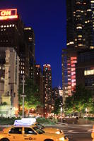 artificial lighting, cityscape, evening, eye level view, Manhattan, New York, street, The United States