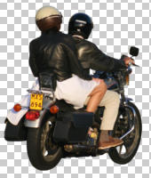 back, biker, casual, caucasian, couple, cutout, cutout couples, cutout people, day, eye level view, motorcycling, summer, sunny