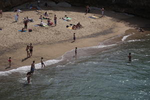 Aquitaine, beach, Biarritz, day, elevated, France, people, spring, sunbathing, sunlight, sunny, sunshine