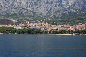 coastline, Croatia, day, eye level view, Makarska, seascape, Splitsko-Dalmatinska, summer, town, tree, vegetation