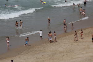 Aquitaine, beach, Biarritz, day, elevated, France, people, spring, sunbathing, sunlight, sunny, sunshine