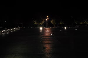 artificial lighting, building, city, Croatia, eye level view, night, pavement, pavement, paving, plaza, spring, wet, Zadar, Zadarska