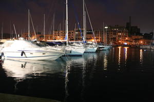 artificial lighting, autumn, boat, dark, evening, eye level view, Malta, Malta, marina, night, yacht