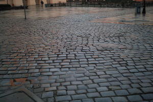 above, ambient light, day, diffuse, diffused light, elevated, natural light, pavement, plaza, Poland, spring, square, wet