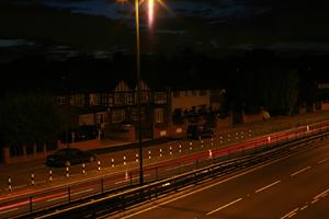 artificial lighting, car, elevated, England, evening, London, road, The United Kingdom