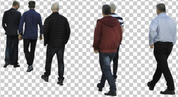 ambient light, autumn, back, cutout, cutout groups, cutout men, cutout people, day, diffuse, diffused light, eye level view, group, male, natural light, people, walking