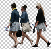 casual, caucasian, cutout, cutout groups, cutout people, day, eye level view, group, natural light, people, side, summer, walking, woman