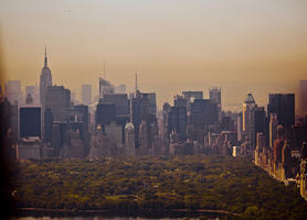 aerial view, architecture, dusk, Manhattan, New York, park, skyscraper, The United States