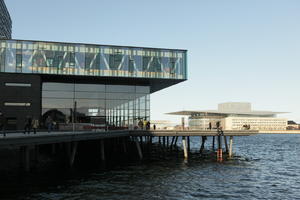 building, canal, Copenhagen , day, eye level view, facade, glass, pier, sunny, winter