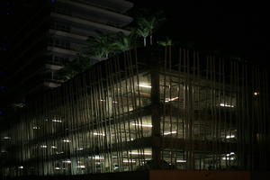 artificial lighting, building, eye level view, facade, Florida, Miami, night, roof garden, The United States, winter