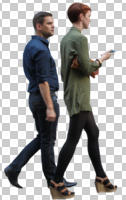 autumn, casual, caucasian, couple, cutout, cutout couples, cutout people, day, eye level view, natural light, side, walking