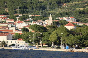 boat, Croatia, day, eye level view, Makarska, seascape, Splitsko-Dalmatinska, summer, town, tree, vegetation, yacht