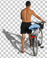 back, bicycle, casual, caucasian, cutout, cutout men, cutout people, cycling, day, direct sunlight, eye level view, male, man, NA, natural light, people, pushing, summer, sunlight, sunny, sunshine