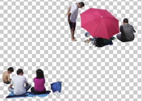 above, casual, caucasian, cutout, cutout groups, cutout people, day, elevated, group, parasol, people, picnicking, sitting, spring, sunny, umbrella