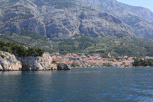 coastline, Croatia, day, eye level view, Makarska, seascape, Splitsko-Dalmatinska, summer, town, tree, vegetation