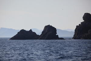 Croatia, day, dusk, eye level view, rockery, seascape