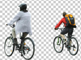 casual, caucasian, cutout, cutout couples, cutout people, cycling, day, eye level view, people, summer