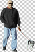 casual, caucasian, cutout, cutout men, cutout people, day, dog, eye level view, front, male, man, spring, sunny, walking