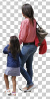 back, casual, caucasian, couple, cutout, cutout couples, cutout people, day, eye level view, mother and child, summer, sunny, walking