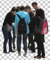 children, cutout, cutout kids, cutout people, day, eye level view, group, standing, student, summer, sunny, teenager