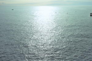 afternoon, cloudy, day, elevated, looking down, Monaco, Monte Carlo, Monte-Carlo, museum, overcast, seascape, sun glare, top-down perspective, water, winter