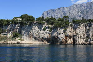 coastline, Croatia, day, eye level view, Makarska, rockery, seascape, Splitsko-Dalmatinska, summer, tree, vegetation