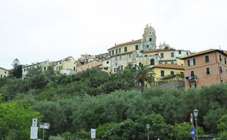 below, building, Cervo, day, facade, greenery, house, Italia , Liguria, overcast, tree