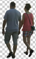 back, casual, caucasian, couple, cutout, cutout couples, cutout people, day, diffuse, diffused light, eye level view, summer, walking