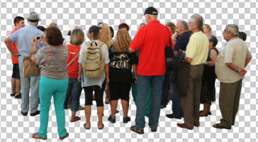 back, casual, caucasian, crowd, cutout, cutout groups, cutout people, day, elderly, eye level view, group, natural light, people, standing, summer