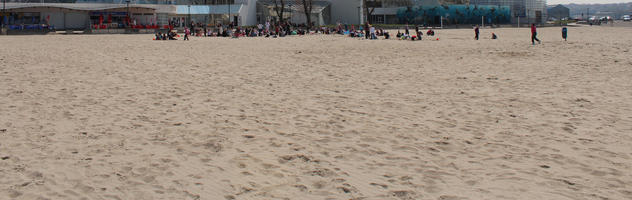 beach, Boulogne-sur-Mer, children, day, eye level view, France, group, Nord-Pas-de-Calais, people, playing, spring, sunbathing, sunny