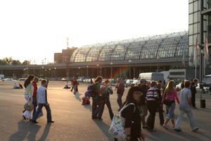 Berlin, Berlin, building, Deutschland, dusk, eye level view, group, people, station, street