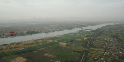 aerial view, balloon, day, diffuse, diffused light, Egypt, field, natural light, river, river Nile, summer