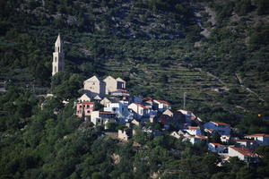 Croatia, day, eye level view, Makarska, mountain, Splitsko-Dalmatinska, summer, tree, vegetation, village, woodland