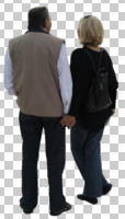 back, casual, caucasian, couple, cutout, cutout couples, cutout people, day, diffuse, diffused light, eye level view, standing, summer