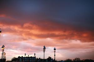 architecture, dusk, England, eye level view, London, overcast, silhouette, sky, sunset, The United Kingdom