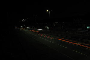 artificial lighting, car lights, city lights, elevated, England, evening, London, night, outdoor lighting, road, The United Kingdom, urban, winter