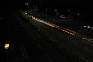 artificial lighting, car lights, city lights, elevated, England, evening, London, night, outdoor lighting, road, The United Kingdom, urban, winter