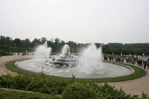 bush, day, eye level view, fountain, France, group, Ile-De-France, landmarks, Palace of Versailles, Paris, park, people, spring, summer, summer, vegetation