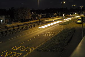 artificial lighting, car lights, city lights, elevated, England, evening, London, night, outdoor lighting, road, The United Kingdom, urban, winter