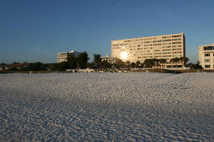 apartment, beach, eye level view, Florida, Sarasota, sunny, sunset, sunshine, The United States, tree, winter