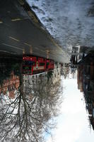 bus, day, England, eye level view, London, natural light, snow, street, sunset, The United Kingdom, tree, vegetation, winter