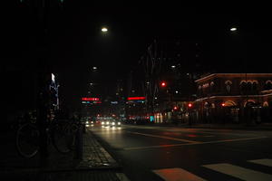 artificial lighting, Copenhagen , Denmark, eye level view, Kobenhavn, night, outdoor lighting, street