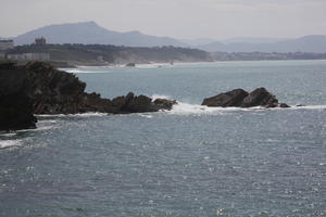 Aquitaine, Biarritz, cliff, day, eye level view, France, seascape, spring, sunlight, sunny, sunshine